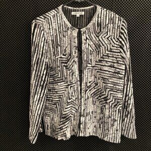 ANDREA ROSATI Women's Sz 12 Blazer/Jacket Geometric Formal Black White Design